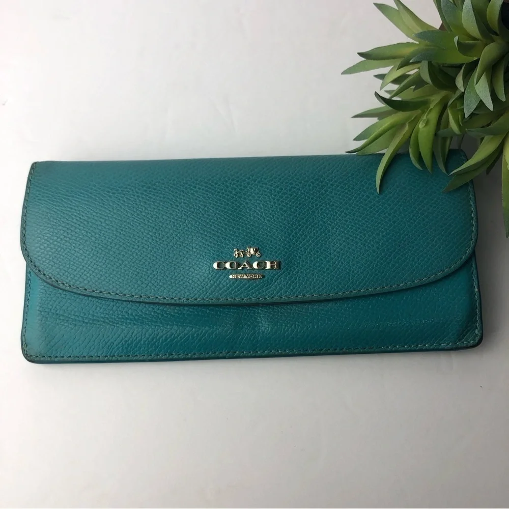 Coach Designer Blue Slim Wallet 52689